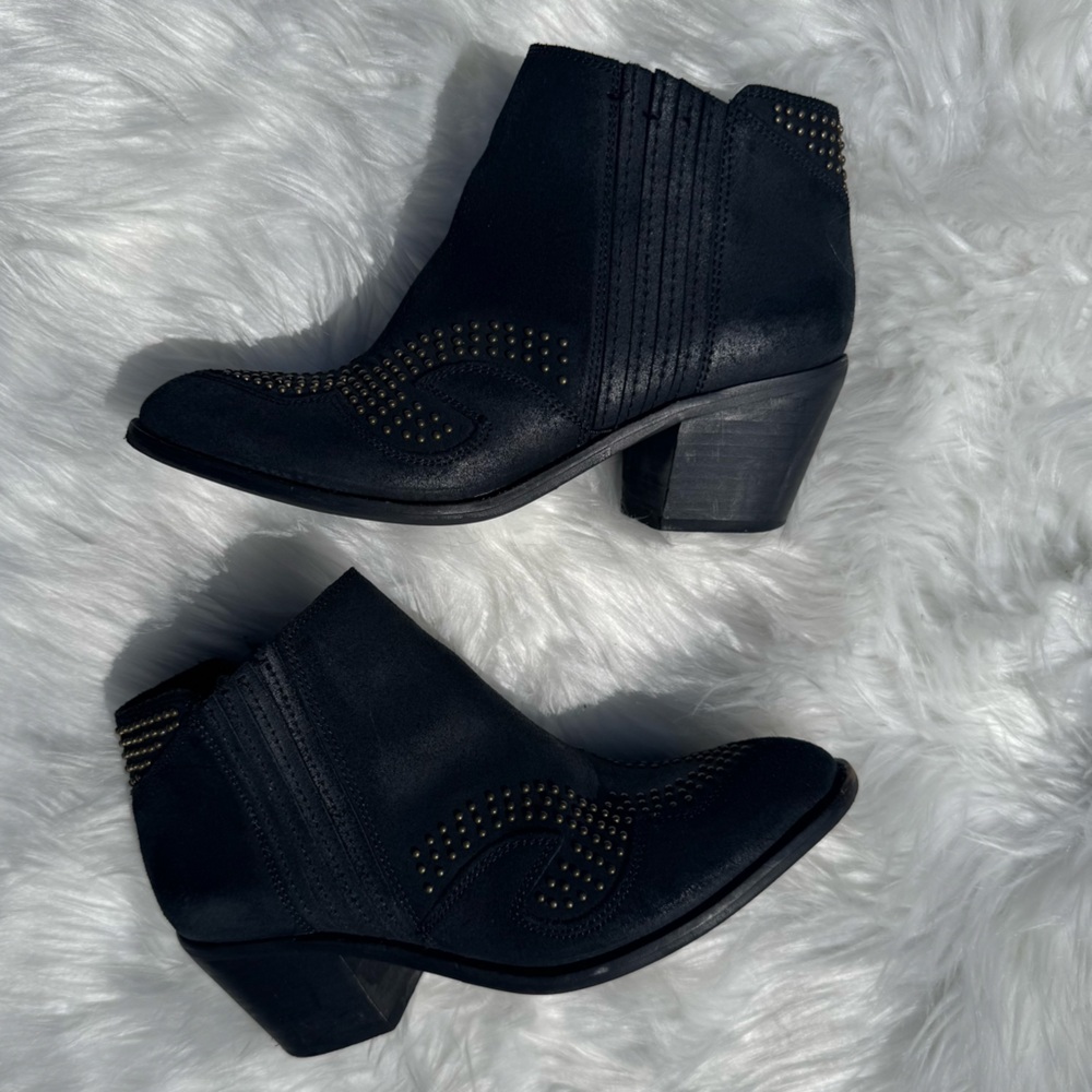 Lucky Brand Black Studded Ankle Boots
